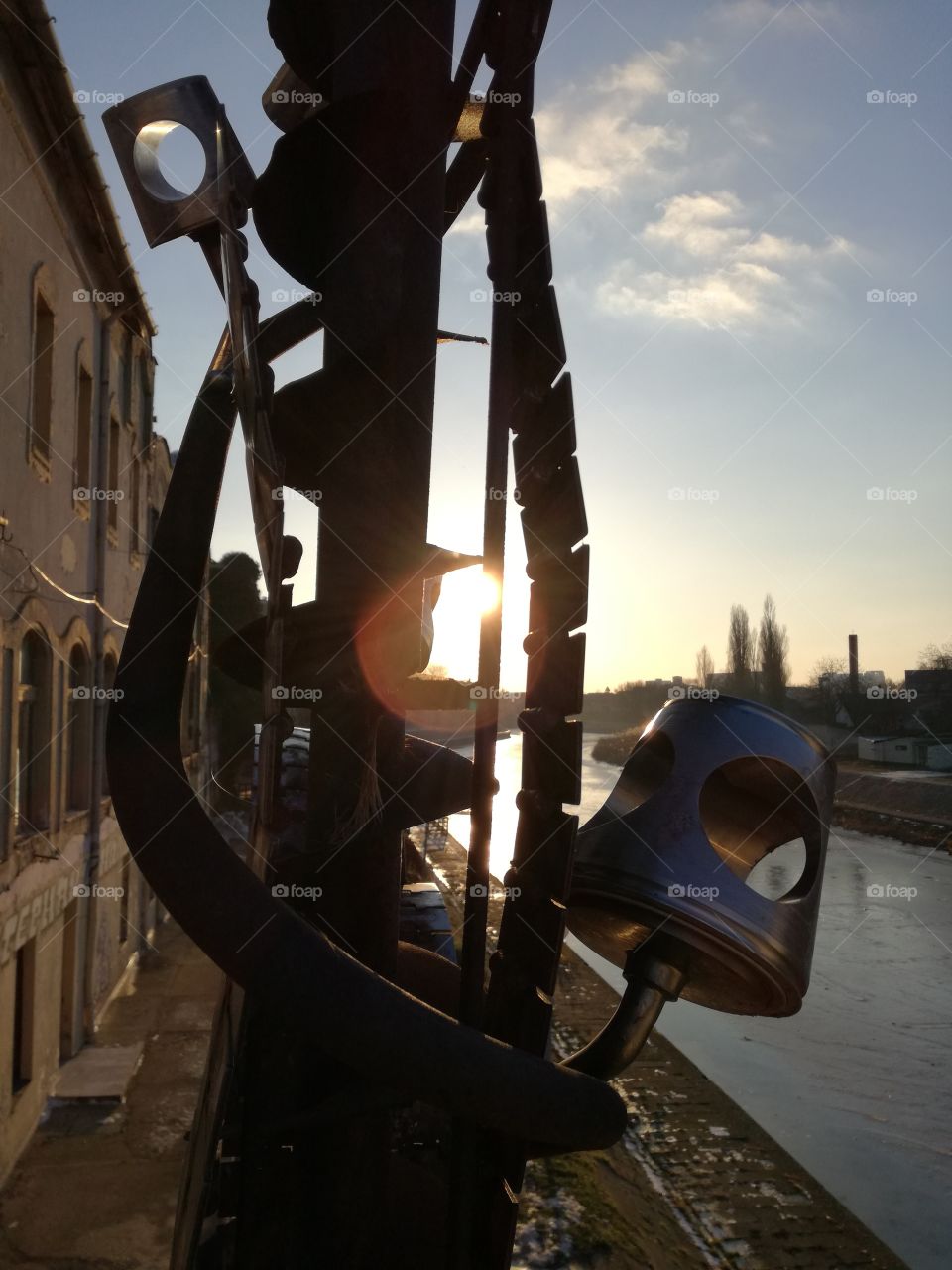 sculpture and sunset
