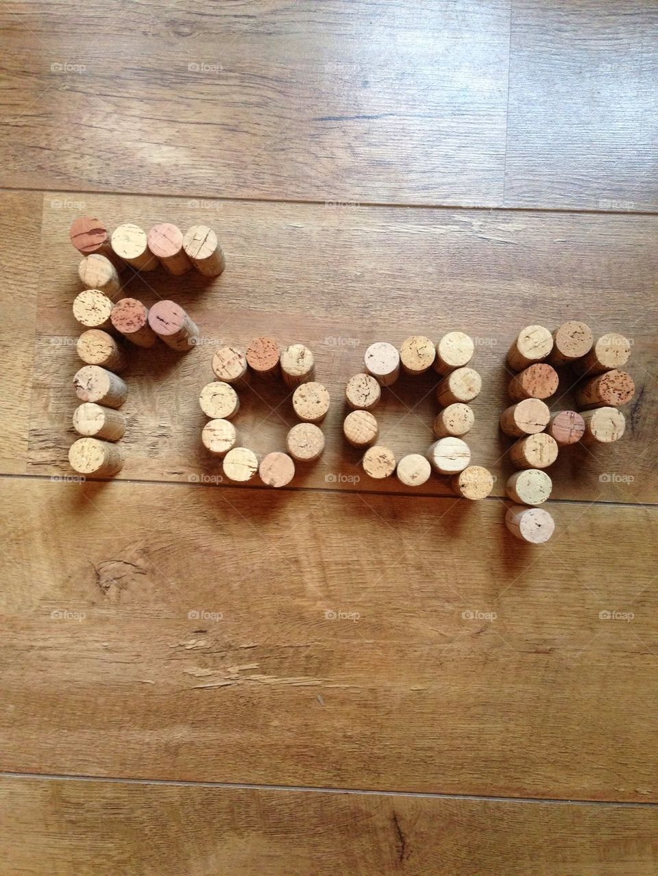 Foap written with wine corks