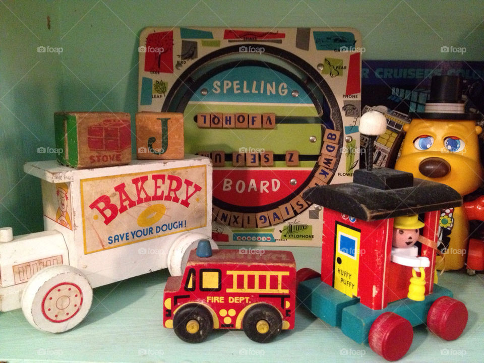 wood toys vintage fire by jeannechan