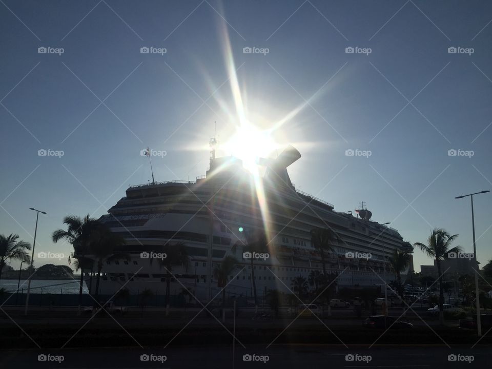 Cruise ship sunset 