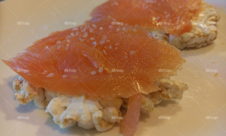 Rice cake with salmon