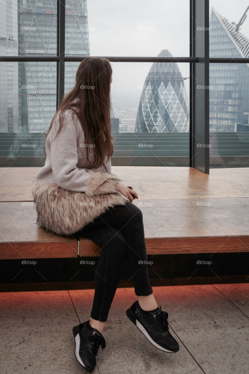 Windows view of building in London, UK