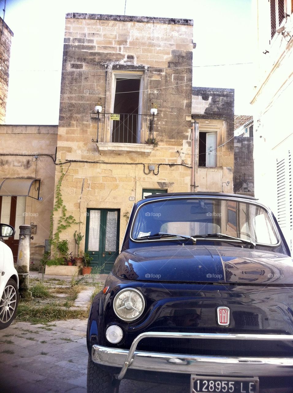 Fiat 500 parked in Lecce, Puglia, Italy