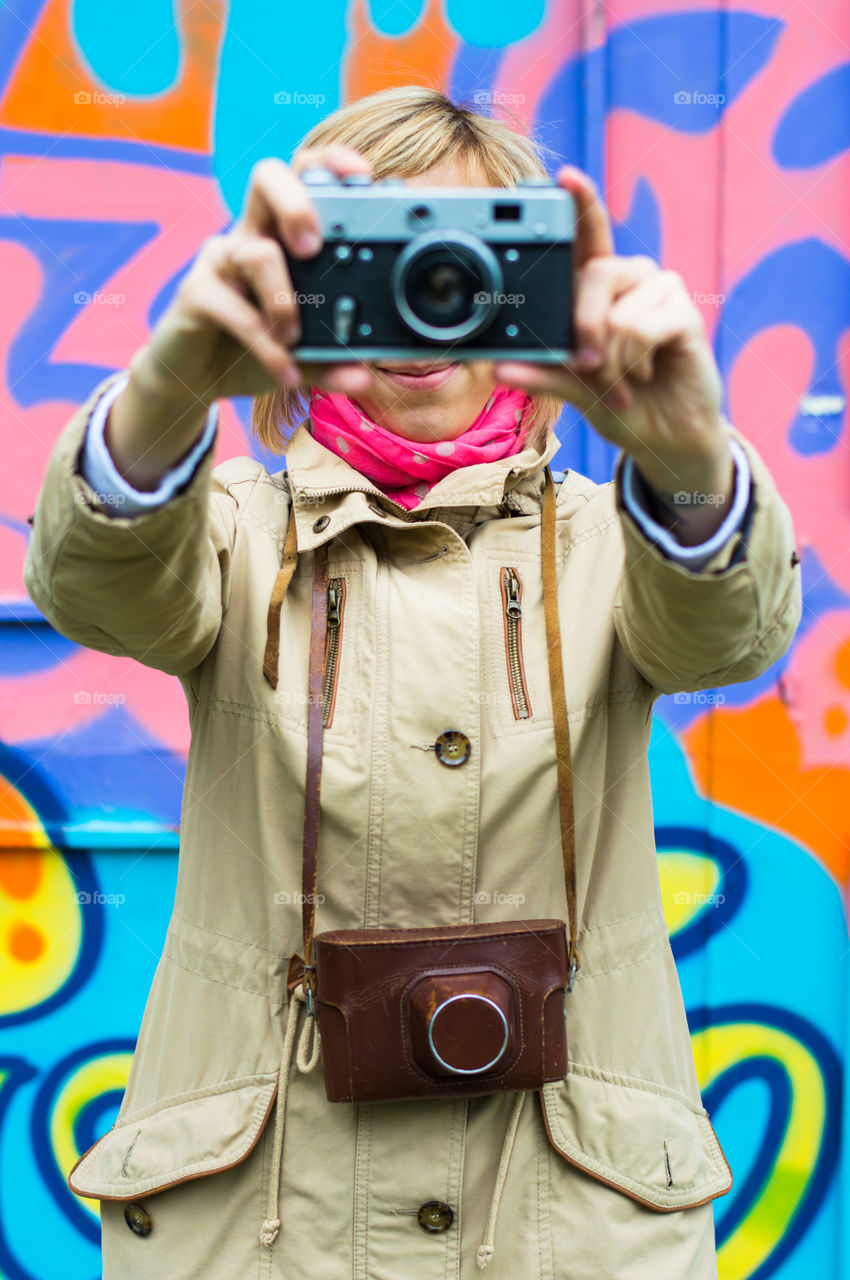 girl with retro camera