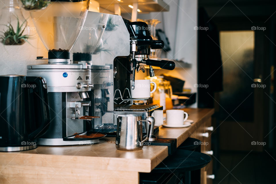 Coffee machine in the bar