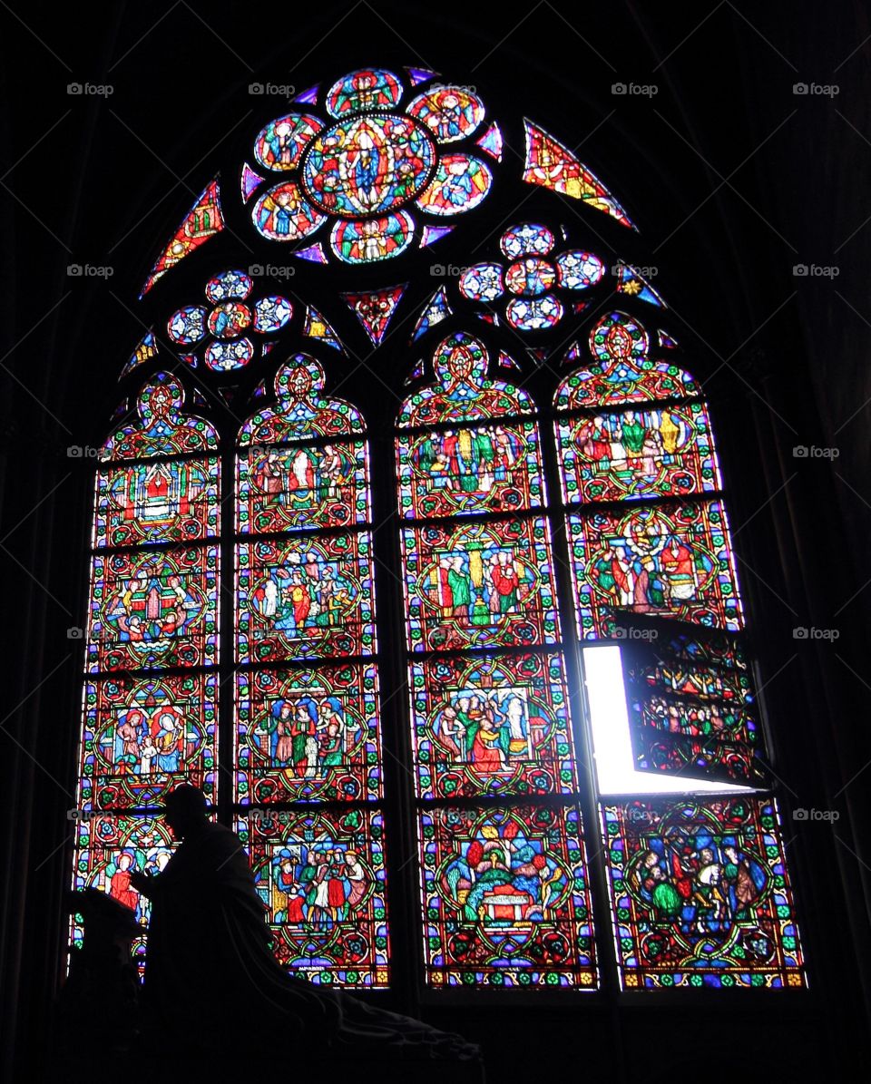 Perfect Paris. Notra dame stained glass window 