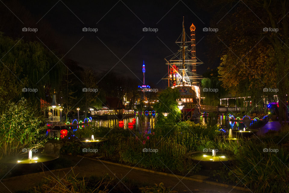 Amusement park Tivoli in Copenhagen with Halloween theme.