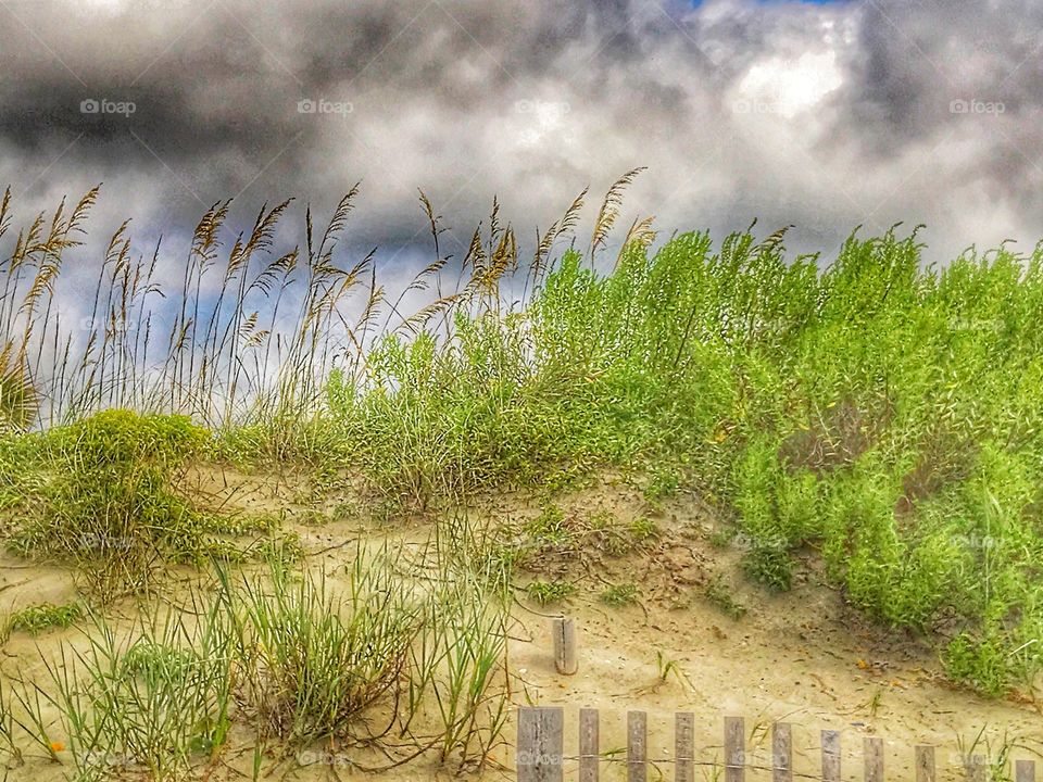 Storm clouds over dunes