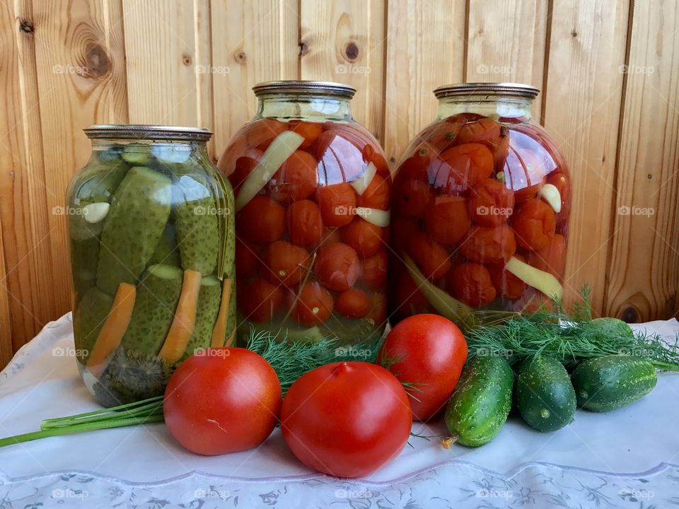 pickles tomatoes and cucumbers 