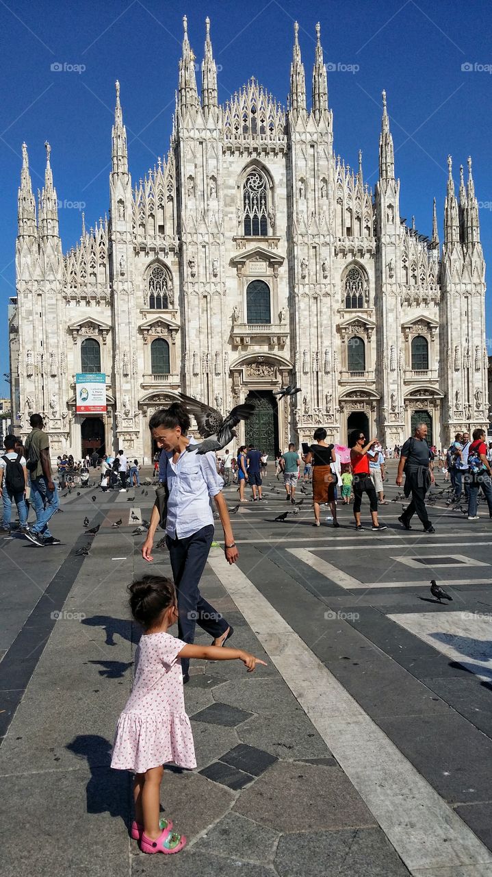 Beautiful image of the famous place in Milan, Italy.  Dome in Milan italy.  Diamond di Milano italian, summer 2016.