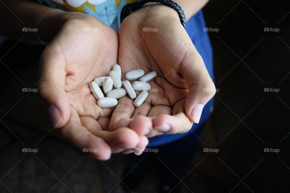 Pills in hands