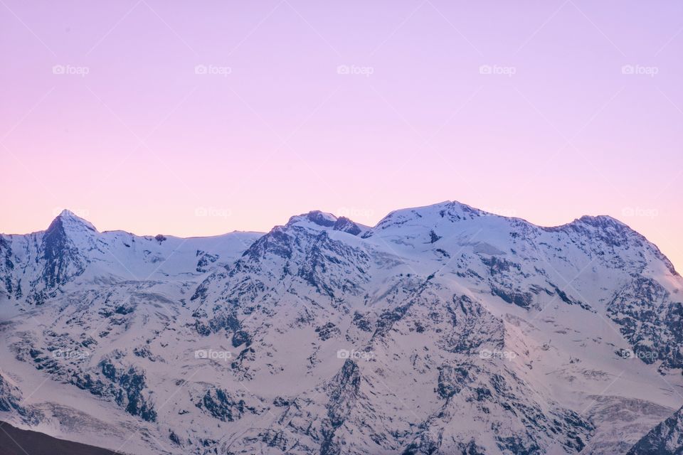 Twilight in the morning over beautiful mountain scape at Georgia countryside