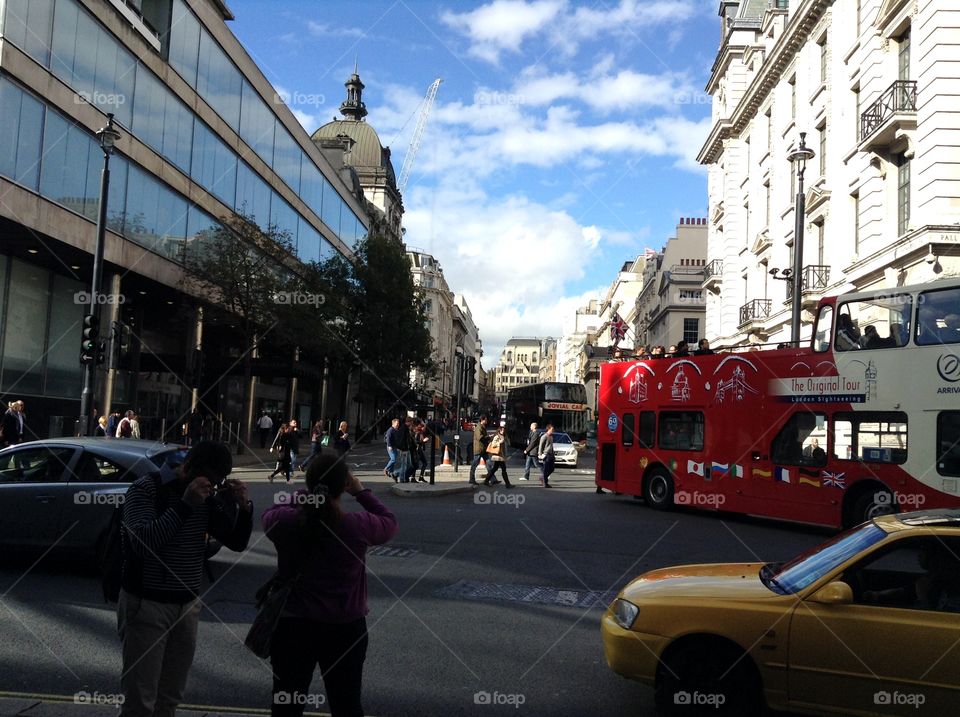 The busy street in London city