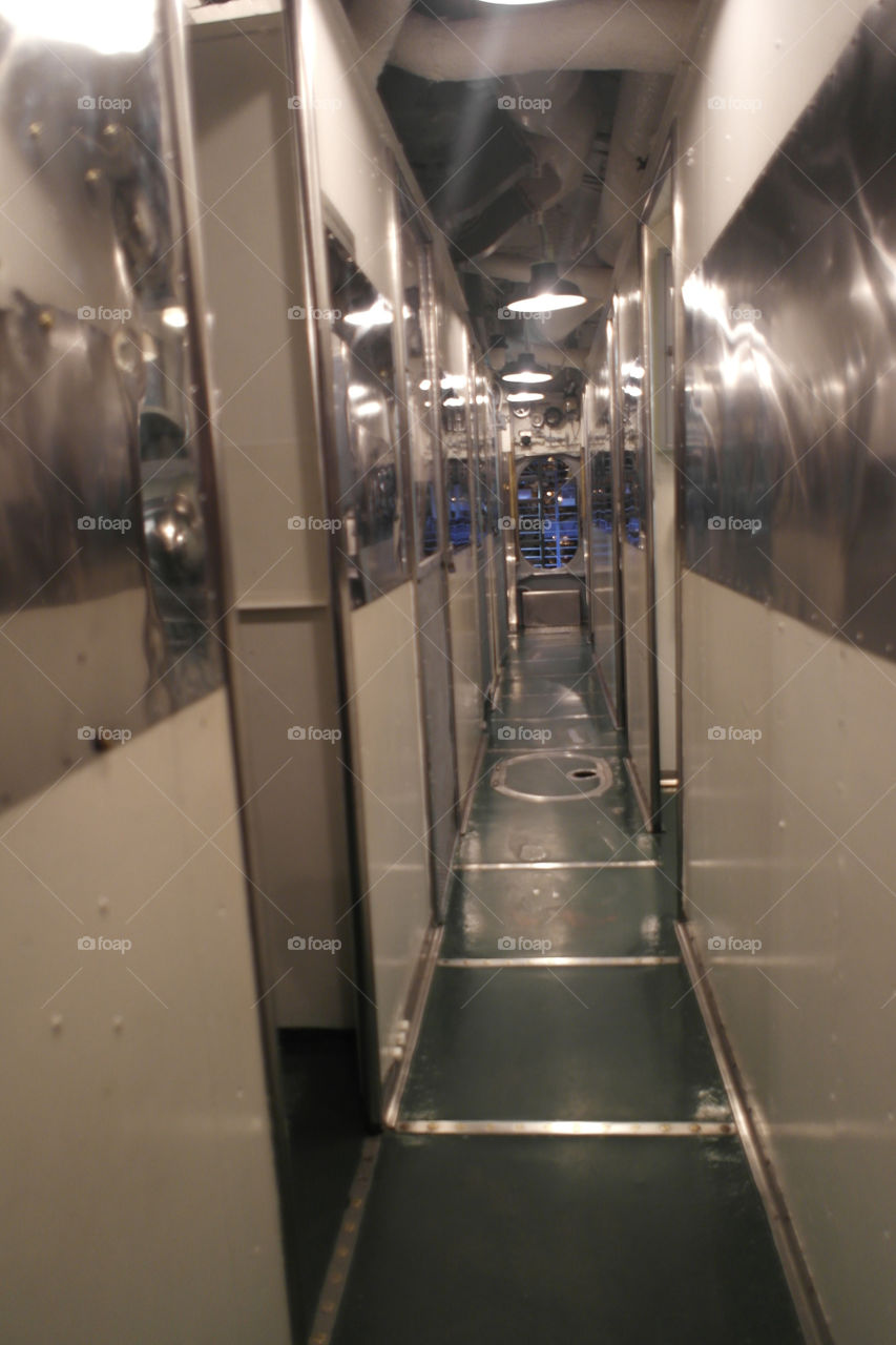 Hallway inside a submarine