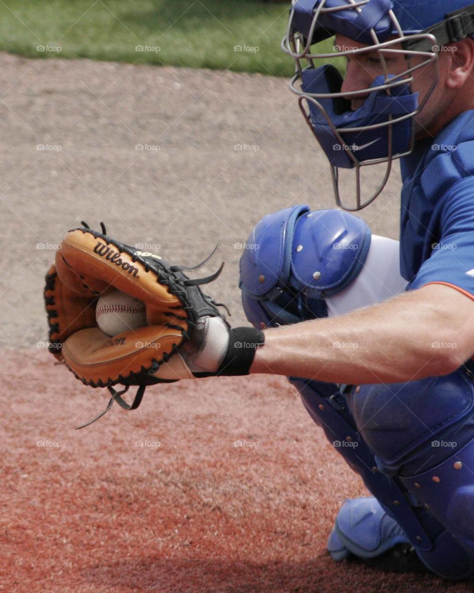 Catchers glove closeup