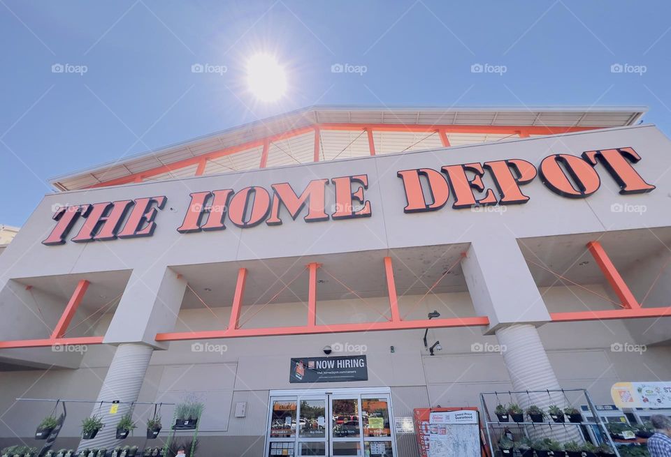 Wide view of Home Depot home improvement store façade