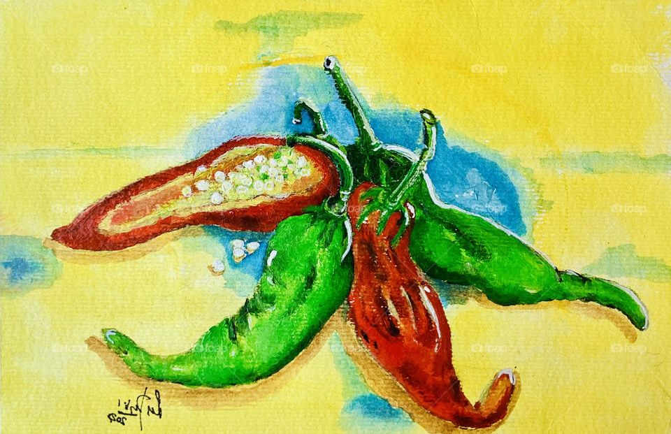 Red chili and green chile ,habanero y de árbol 