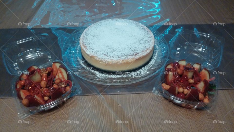 cheesecake with two delicious manzanas preparadas