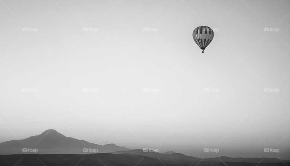 minimalist photo of a hot air balloon