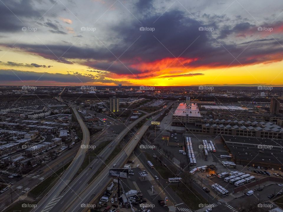 Gorgeous sunset over South Philadelphia, PA. 