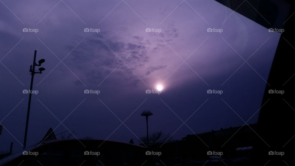 Sunset, Silhouette, Backlit, Light, Moon