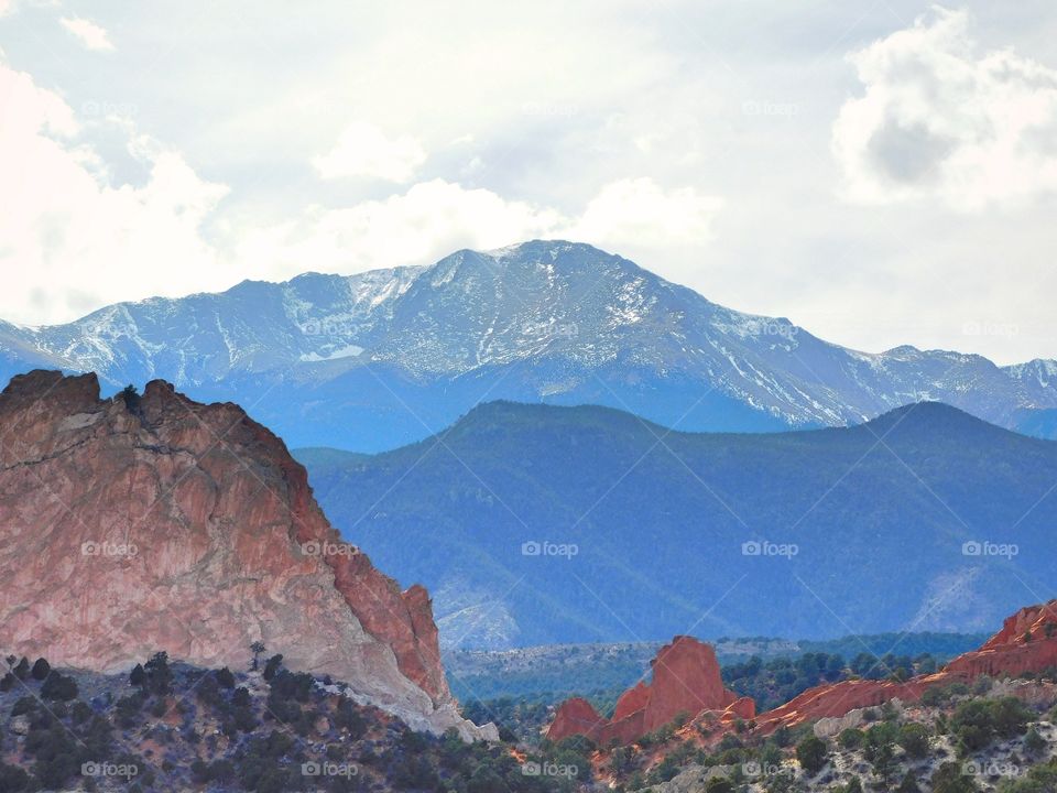 Pikes Peak and Garden of the Gods in Colorado 