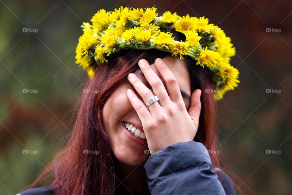 Merely laughing beautiful young woman