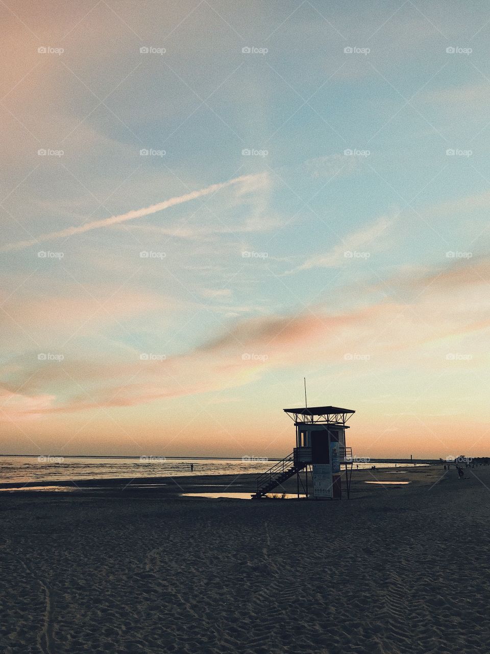 Summer evening beach sunset view 