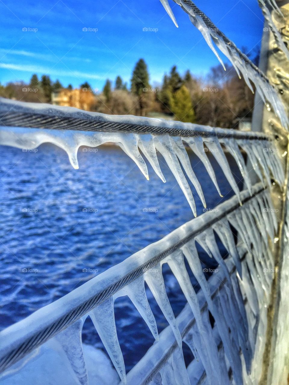 Icy winter. Winter on the lake 