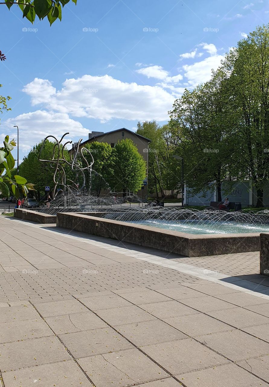 Beautiful fountains in the city. This is a perfect place to take some rest on a hot day.