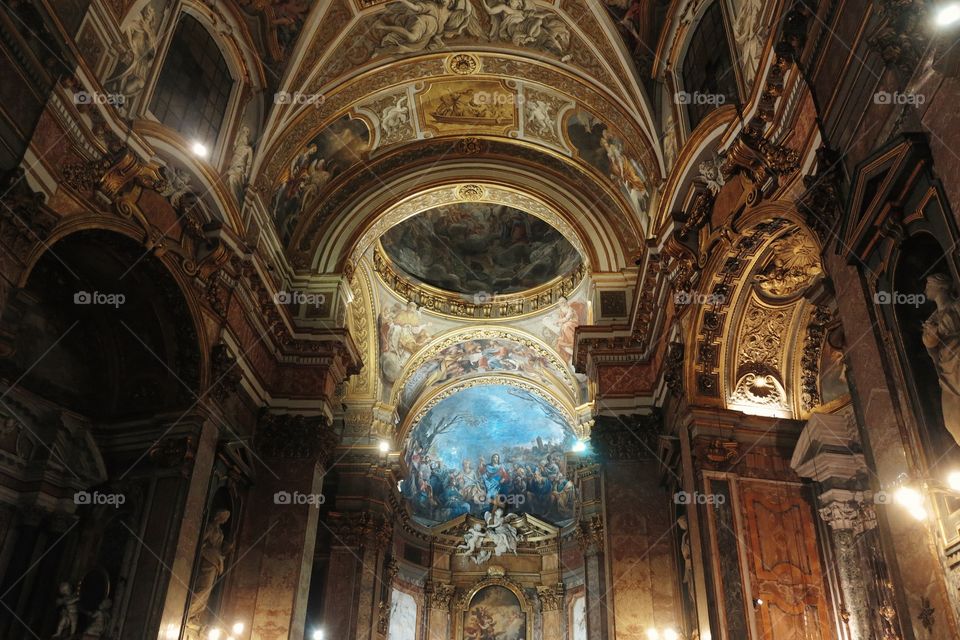 Church in Rome. Impressive interior design of church in Rome, Italy