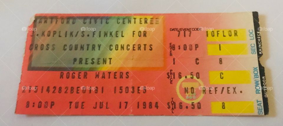 Roger Waters Concert Ticket 7-17-1984