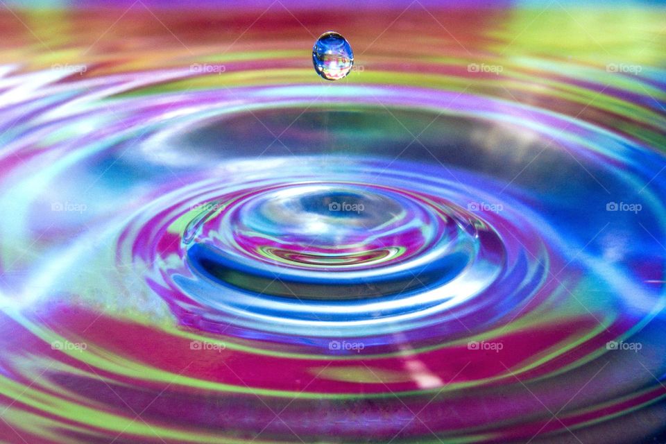 Water drop on a colorful background