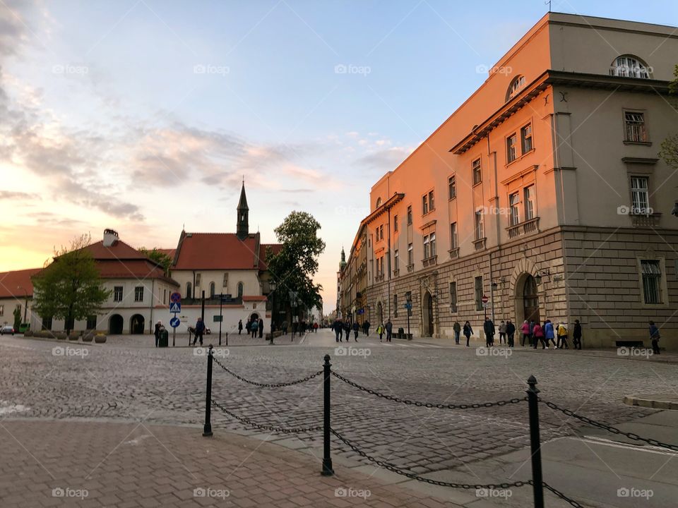 Krakau city by sunset, Poland 