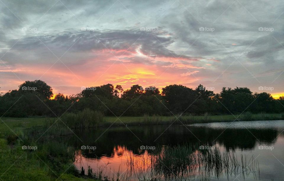 Sunset by the lake