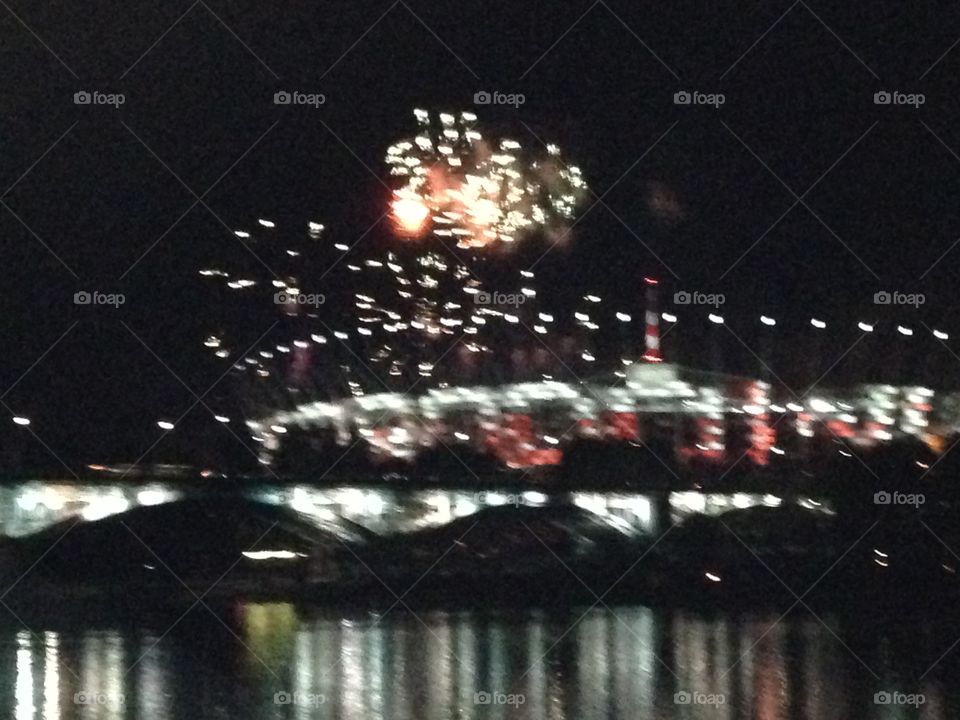 Fireworks over Warsaw stadium