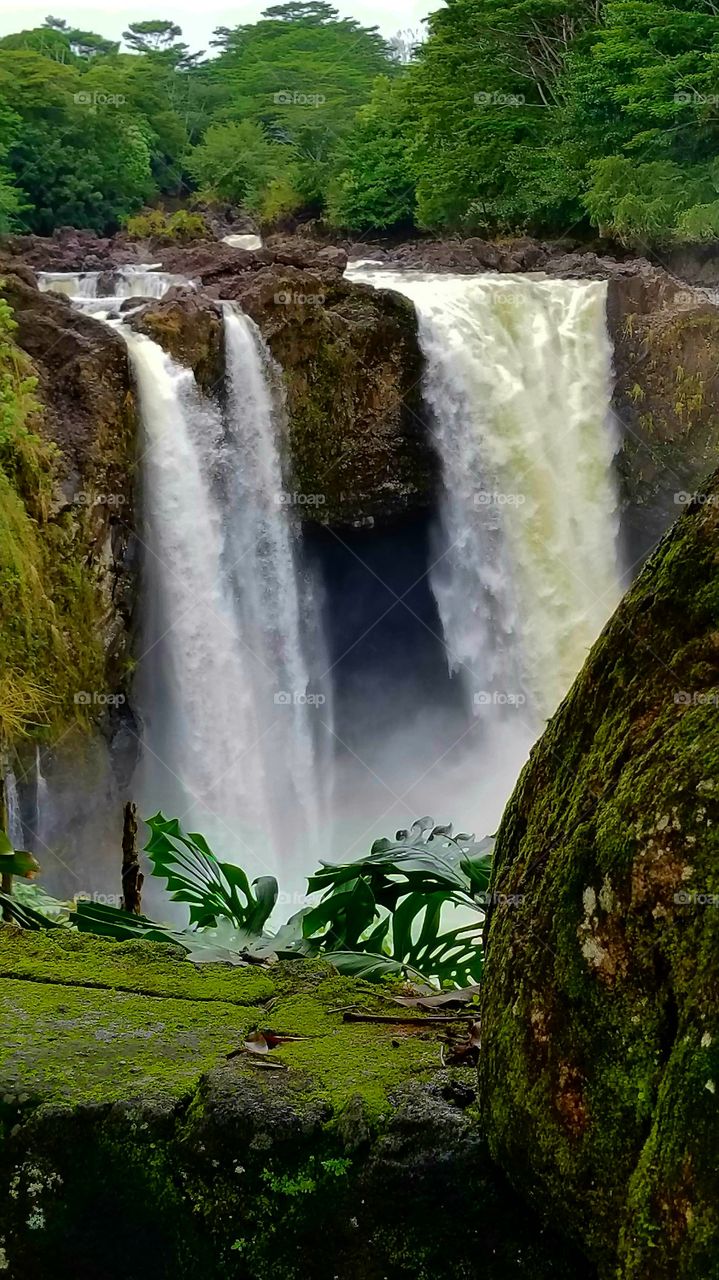 Rainbow falls after a hard rain