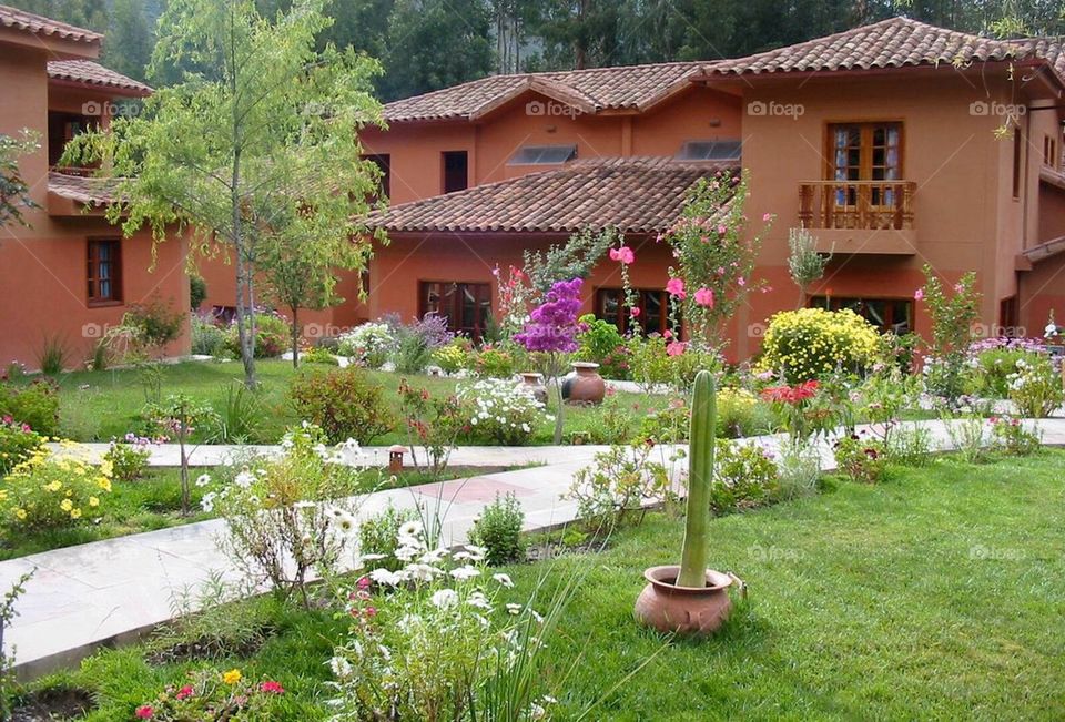 Hotel courtyard in Peru