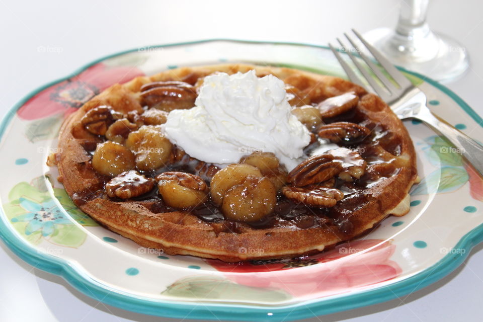 Bananas Foster Waffles 