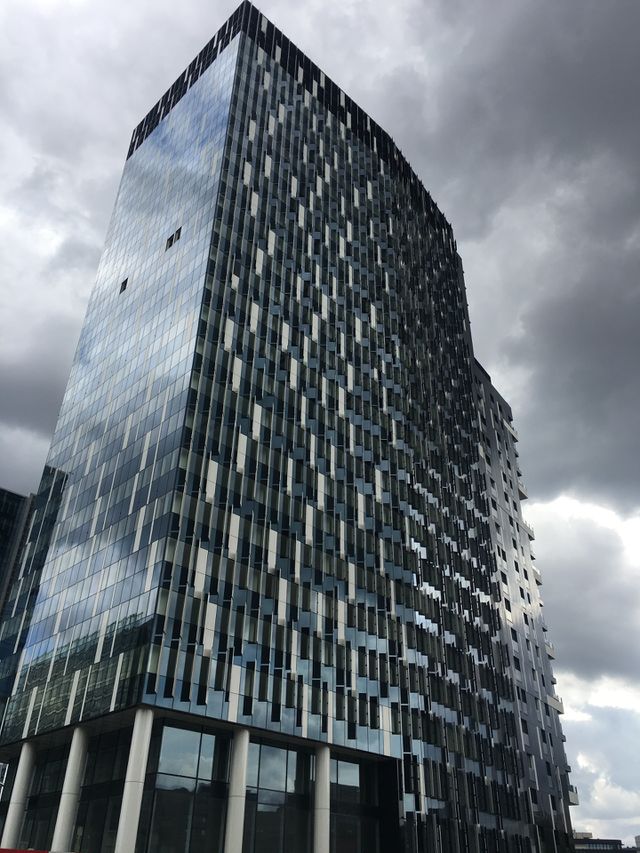 Modern building in moody weather