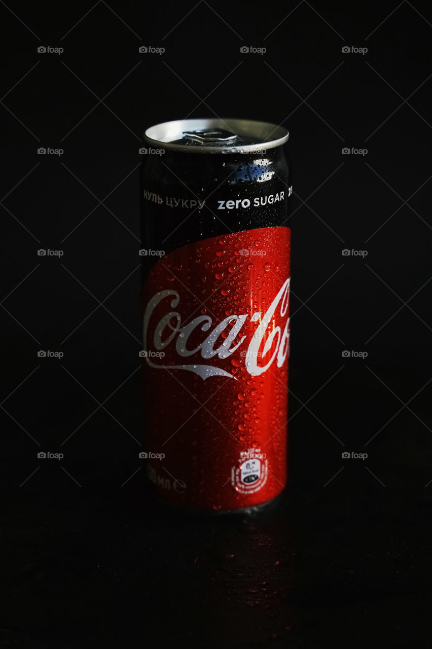 Coca Cola Can On Black Surface