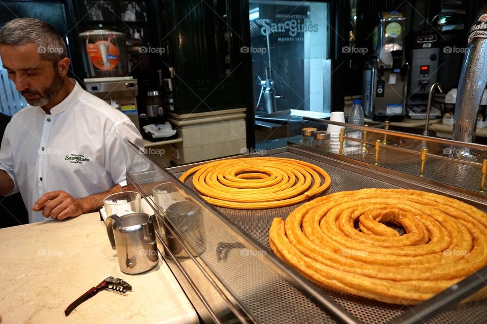 The best churros with chocolate in Madrid at Chocolatería San Ginés