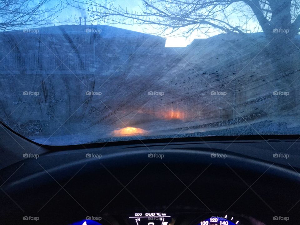 Frozen car window 