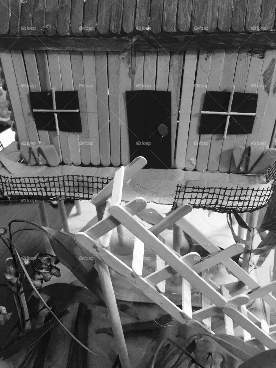 House on stilts. A paddlepop stick house on stuilts builg for a school  project. Sticks or popsicle  popsticks
