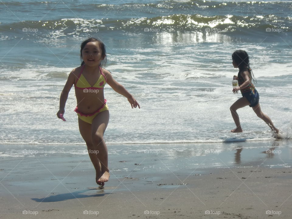 Running in the beach