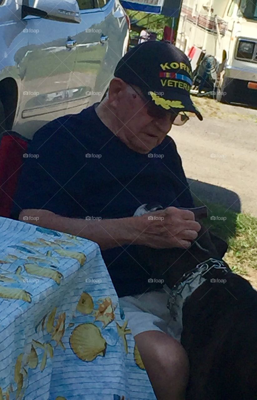 Korean War Veteran and Dog