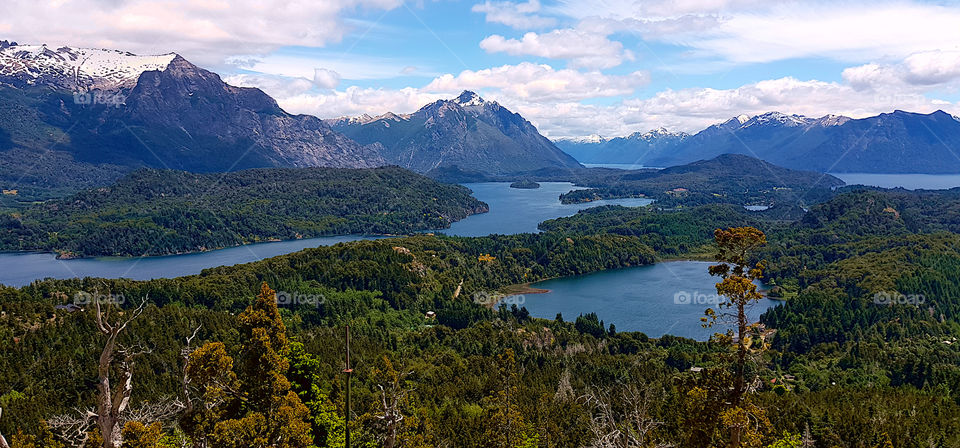 Beautiful view from a viewpoint in Bariloche, lake district in Argentina