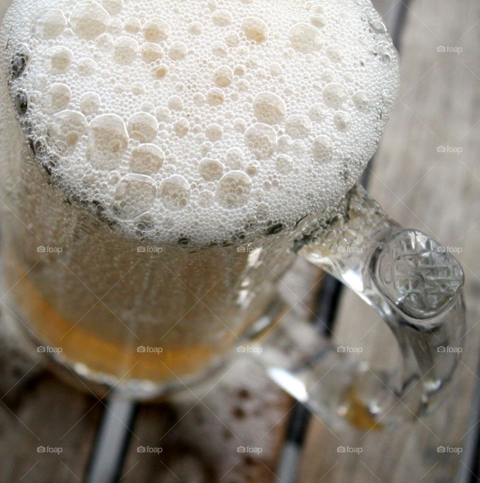 Beer Bubbles in a glass mug