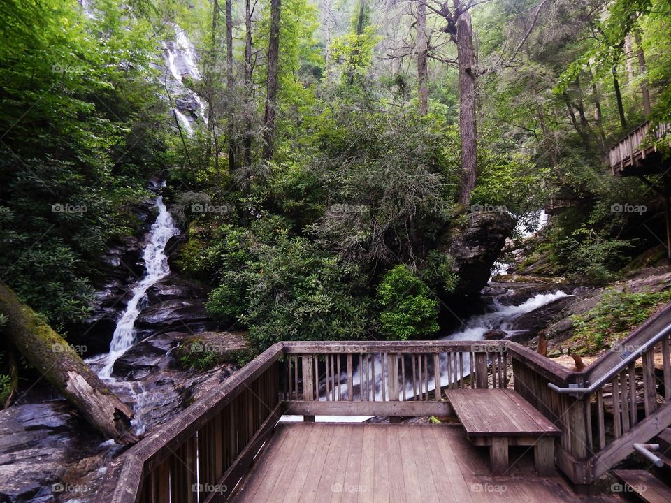 Lower viewing platform at Dukes creek waterfall in Georgia