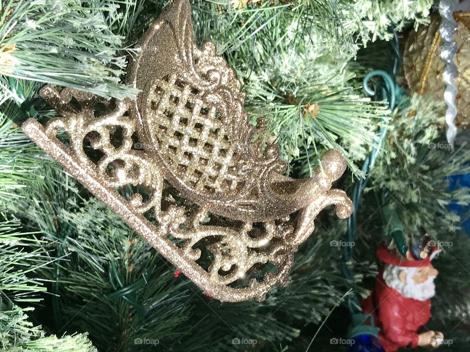 Gold sleigh ornament